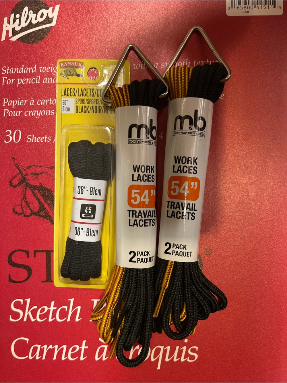 Moneysworth Best 54 Inch Work Laces 2 Pack 36 Inch Sport Laces Bundle OS